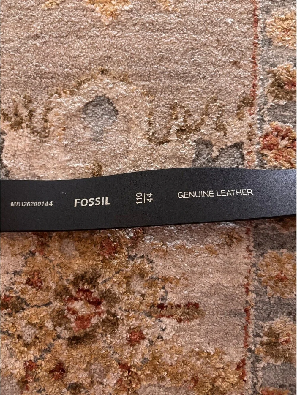 Fossil Brody Men's Genuine Leather Black Belt Size 44/110 with Silver Buckle